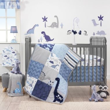 Bedtime Originals Roar Blue/Gray/White Dinosaur 3-Piece Nursery Baby Crib Bedding Set. View a larger version of this product image.