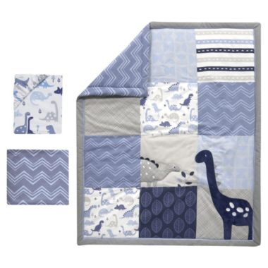 Bedtime Originals Roar Blue/Gray/White Dinosaur 3-Piece Nursery Baby Crib Bedding Set. View a larger version of this product image.