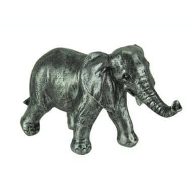 VIP Home and Garden Antique Metallic Silver Finish Walking Elephant Statue Trunk Up. View a larger version of this product image.