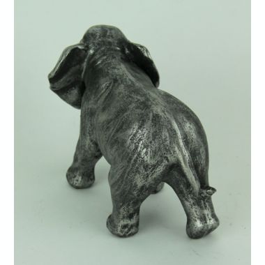 VIP Home and Garden Antique Metallic Silver Finish Walking Elephant Statue Trunk Up. View a larger version of this product image.