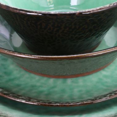 Gibson Elite Green Lantern 16-Piece Double Bowl Dinnerware Set, Teal. View a larger version of this product image.