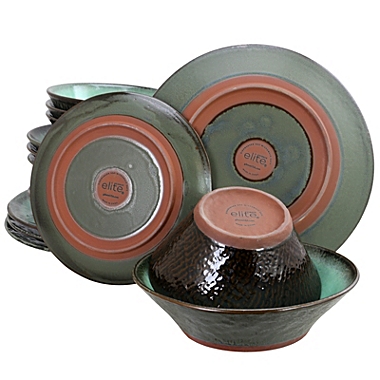 Gibson Elite Green Lantern 16-Piece Double Bowl Dinnerware Set, Teal. View a larger version of this product image.