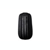 Urban Trends Collection Ceramic Round Vase with Narrow Mouth and Embossed Column Pattern Design Body LG Matte Finish Black