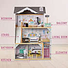 Alternate image 1 for Jumbl Kids Wooden Dollhouse, with Elevator, Balcony & Stairs, Accessories & Furniture Included X-Large 3 Story Easy to Assemble Doll House Toy