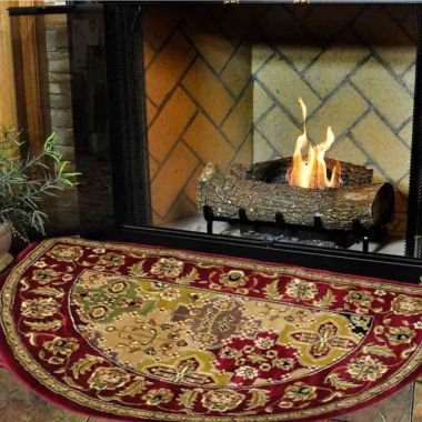 Northline 46" Half Round Red Kashan Hearth Rug. View a larger version of this product image.