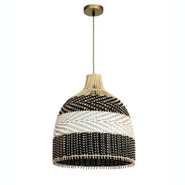 ELE Light & Decor Ava 1-Light Rattan Black&White Pendant Design Pendant Light with Rattan Shade. View a larger version of this product image.