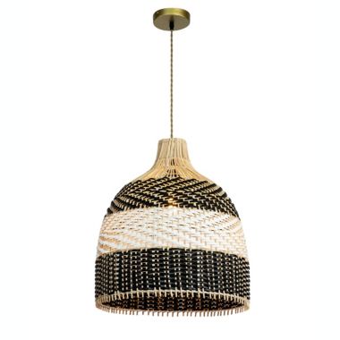 ELE Light & Decor Ava 1-Light Rattan Black&White Pendant Design Pendant Light with Rattan Shade. View a larger version of this product image.