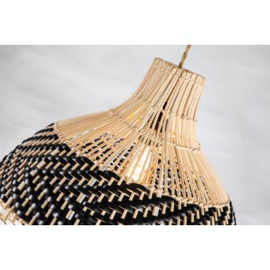 ELE Light & Decor Ava 1-Light Rattan Black&White Pendant Design Pendant Light with Rattan Shade. View a larger version of this product image.