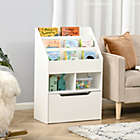 Alternate image 3 for HOMCOM Kids Bookcase Multi-Shelf Rack Organizer with Storage Drawer for Books for Bedroom or Playroom, White