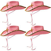 Blue Panda Western Cowboy and Cowgirl Hats for Kids, Pink Sparkly (4 Pack)