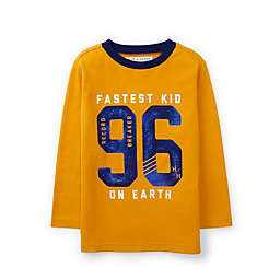 Hope & Henry Boys' Yellow Fastest Kid Athletic Long Sleeve Tee, Gold, 4