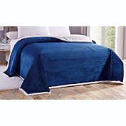 Extra Heavy and Plush Corduroy Sherpa King Size Microplush Blanket (108" x 90") - Royal Blue