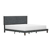 Hillsdale Furniture Muellen Upholstered Platform King Bed with 2 Dual USB Ports, Graphite Gray Vinyl
