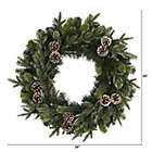 Alternate image 3 for Nearly Natural Modern Holiday Decorative 24" Snowed Pinecone Artificial Christmas Wreath with 35 Clear LED Lights