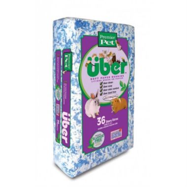 PetsPick Uber Soft Paper Pet Bedding for Small Animals, Red/White/Blue, 36L. View a larger version of this product image.