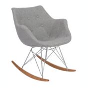 LeisureMod Willow Twill Fabric Eiffel Rocking Chair - Grey