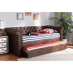 Baxton Studio Mabelle Modern And Contemporary Brown Faux Leather Upholstered Daybed With Trundle - Brown