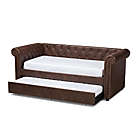 Alternate image 2 for Baxton Studio Mabelle Modern And Contemporary Brown Faux Leather Upholstered Daybed With Trundle - Brown