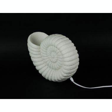 Contrast White Sandstone Finish Nautilus Shell Coastal Art Accent Table Lamp 10 Inches High. View a larger version of this product image.
