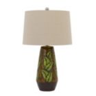 Alternate image 0 for Saltaro Sherpi 29 Inch Ceramic Table Lamp with Dimmer, Leaf Base, Brown- Saltoro Sherpi
