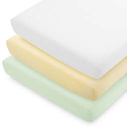Bare Home Crib Microfiber Fitted Bottom Sheets (Crib - 3 Pack, Morning Sun/Spring Mint/White)