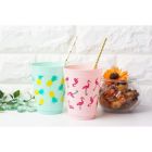 Alternate image 2 for Blue Panda Plastic Party Cups - 24-Pack Reusable Tumblers, 16-Ounce Plastic Cups, Tropical Themed Party Supplies for Bridal Showers, Birthdays, Flamingo and Pineapple Designs, 3.5 x 4.4 x 3.5 inches