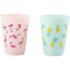 Alternate image 3 for Blue Panda Plastic Party Cups - 24-Pack Reusable Tumblers, 16-Ounce Plastic Cups, Tropical Themed Party Supplies for Bridal Showers, Birthdays, Flamingo and Pineapple Designs, 3.5 x 4.4 x 3.5 inches