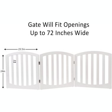 Arf pets Free standing Wood Dog Gate, Step Over Pet Fence, Foldable, Adjustable - White. View a larger version of this product image.