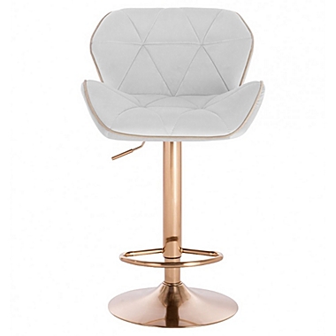 Modern Home Luxe Spyder Contemporary Adjustable Suede Barstool - Modern Comfortable Adjusting Height Counter/Bar Stool (Gold Base, White/Gold Piping). View a larger version of this product image.