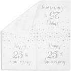 Alternate image 3 for Blue Panda White and Silver Paper Napkins for 25th Anniversary Party Supplies (6.5 In, 100 Pk)