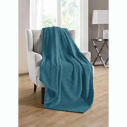 Kate Aurora Living Ultra Soft And Plush Tufted Hypoallergenic Fleece Throw Blanket Covers - Teal