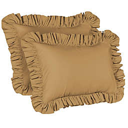 Ruffle Pillow Case - 2 Pack Queen Pillow Sham (Gold), Ruffle Pillow Cover. By Blissford