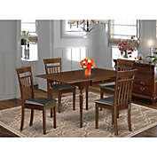East West Furniture Dining Table Set for 4 Offers a Rectangular Table in Brown