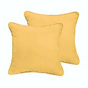 Outdoor Living and Style Set of 2 Sunflower Yellow Decorative Corded Square Pillows, 20"