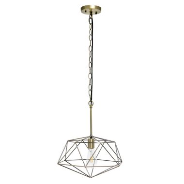 Lalia Home 1 Light 16" Modern Metal Wire Paragon Hanging Ceiling Pendant Fixture, Antique Brass. View a larger version of this product image.