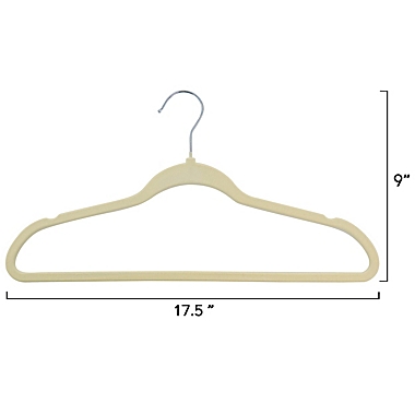 Elama Home 100 Piece Heavy Duty Velvet Non-Slip Slim Profile Hanger Set in Cream. View a larger version of this product image.