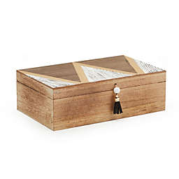 Juvale Small Decorative Wooden Box with Lid and Tassel for Storage (9.4 x 3.1 In)