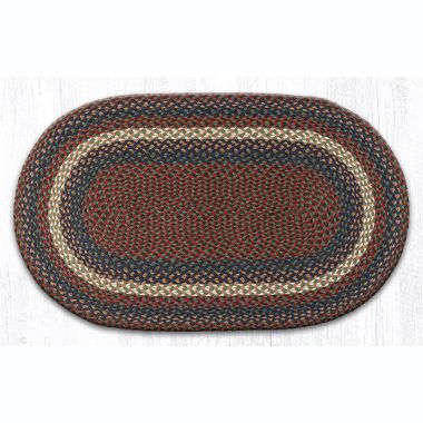 Earth Rugs C-40 Burgundy / Gray Oval Braided Rug 27 x 45 inch. View a larger version of this product image.
