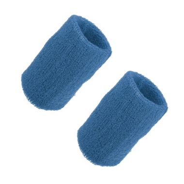 Unique Bargains 1 Pair Sweat Absorbing Wrist Sweatbands Athletic Cotton Terry Cloth Blue 3.15"x3.94". View a larger version of this product image.