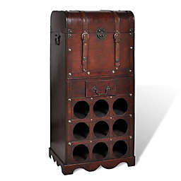 Stock Preferred Wooden Wine Rack for 9 Bottles with Storage in Brown