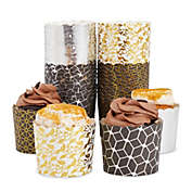 Sparkle and Bash 50 Pack Metallic Cupcake Liners Wrappers, Gold Foil Muffin Paper Baking Cups for Wedding & Party