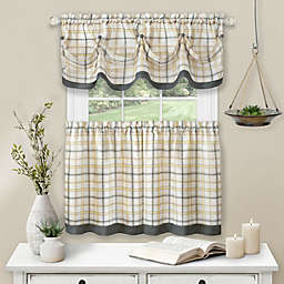 Infinity Merch Country Farmhouse Plaid 3 Pc Tattersall Cafe Kitchen Curtain Tier & Valance Set