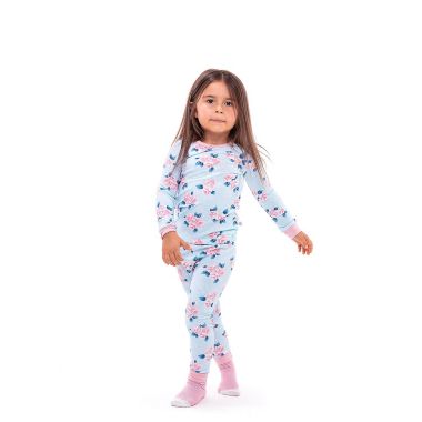 Sleep On It Infant/Toddler Girls Floral Snug Fit 2-Piece Pajama Sleep Set with Matching Socks. View a larger version of this product image.