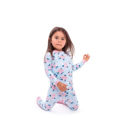 Sleep On It Infant/Toddler Girls Floral Snug Fit 2-Piece Pajama Sleep Set with Matching Socks. View a larger version of this product image.