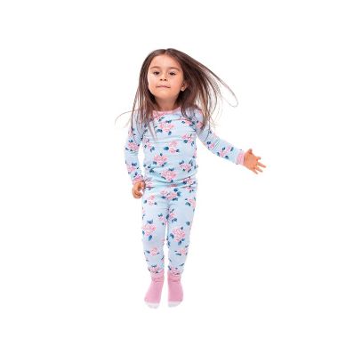 Sleep On It Infant/Toddler Girls Floral Snug Fit 2-Piece Pajama Sleep Set with Matching Socks. View a larger version of this product image.