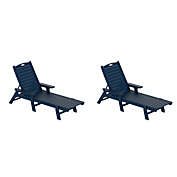 WestinTrends Adirondack Outdoor Chaise Lounge for Patio Garden Poolside (Set of 2), Navy Blue