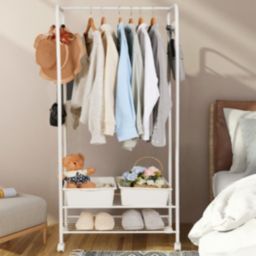 Kitcheniva Thickened Iron Hangin Cloth Rack Heavy Duty Wheels Garment Stand