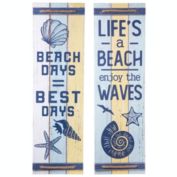 Urban Trends Collection Wood Rectangle Wall Decor with "Beach Days, Best Days" and Rope Banded Design Assortment of Two Painted Finish Polychromatic