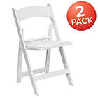 Alternate image 3 for Emma + Oliver Folding Chair - White Resin - 2 Pack 1000LB Weight Capacity Event Chair