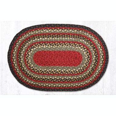 Earth Rugs C-338 Burgundy / Olive / Charcoal Oval Braided Rug 20 x 30 inch. View a larger version of this product image.
